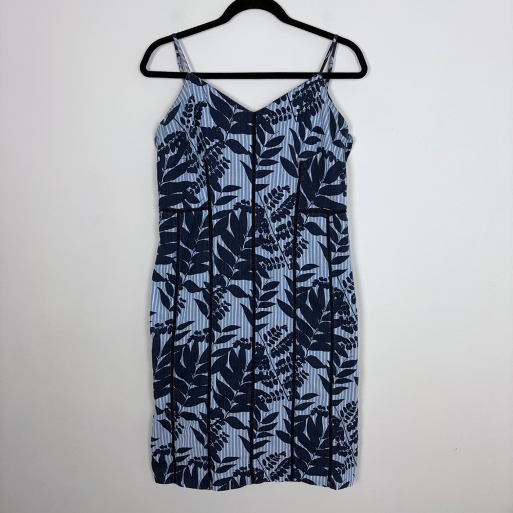 Banana Republic Sheath Dress Blue Striped Tropical Navy nautical Career Size 10